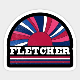 Fletcher Proud Name Personalized Retro Flowers Beautiful Sticker